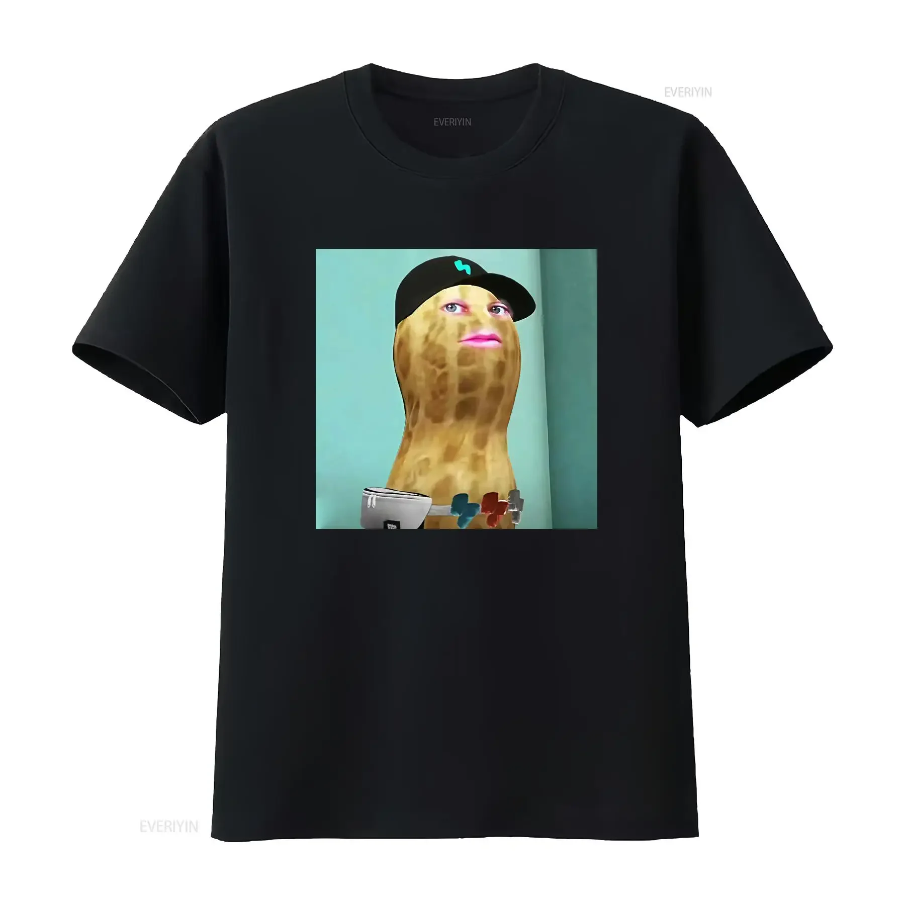 The Burnt Peanut T-Shirt, lässiger Rundhalsausschnitt, leicht dehnbarer Stoff, normale Passform, Printmuster, perfekt für Herren, ganzjährig tragbar, Vintage-Stil.