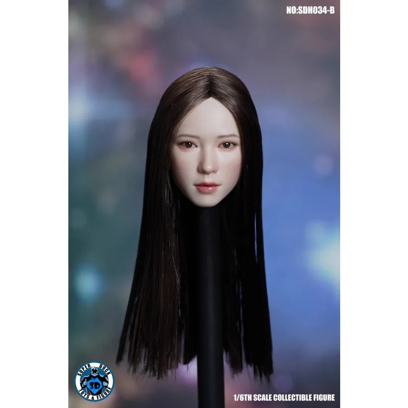 1/6 SDH034 Asian Female Star Hair Sculpt Model Girl Head Carving Fit 12'' JIAOU PH Pale Skin Action Figure Body Dolls