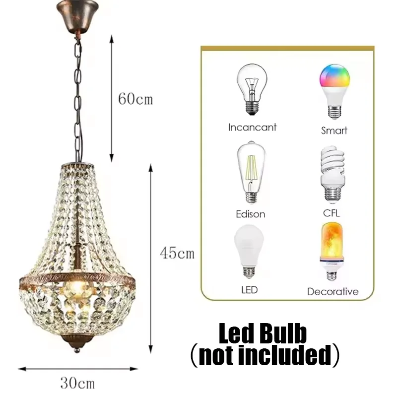 Vintage kristallen kroonluchter industriële stijl glans hanglamp eetkamer woonkamer slaapkamer decoratie hanglamp geen lamp