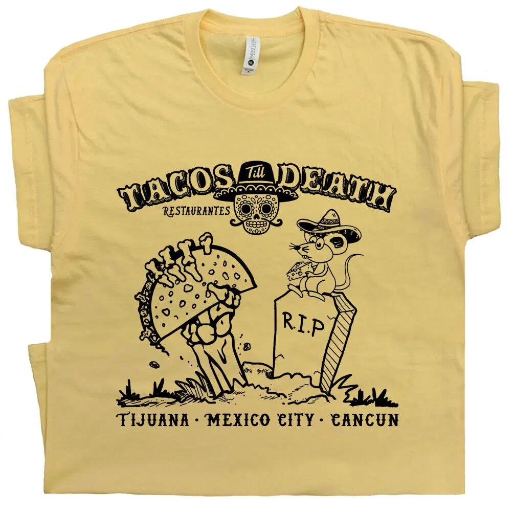 

Taco T Shirt Funny Tijuana Mexican Restaurant Tuesday Sugar Skull Lucha Libre T