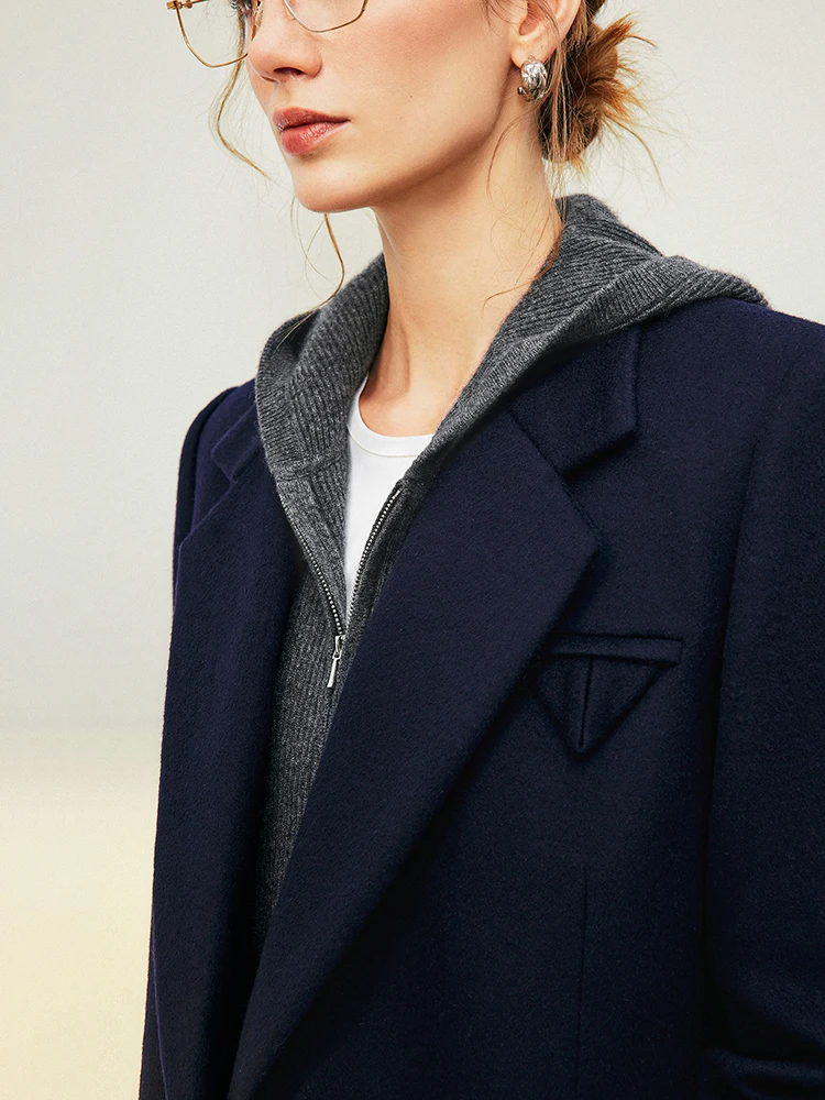 Klasyczna dwustronna wełniana marynarka z płaskim kołnierzem, długi rękaw, damska, codzienna moda, marka Manman, Ningxia Interiors