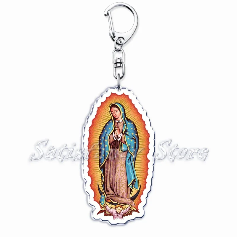 Retro Catholic Our Lady of Guadalupe Mexican Virgin Mary Keychains Ring for Accessories Bag Pendant Key Chain Jewelry Fans Gifts