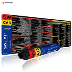 Tapis de souris EXCO raccourcis pour AutoCAD SolidWorks, grande feuille de triche, clavier, tapis de bureau, bord cousu, Base en caoutchouc antidérapante