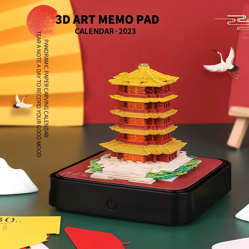 

Creative Paper Craft 3D Memo Pad Calendar Simple Home Desktop Furnishings Desk Calendar Furnishings Office Decorative Calendar