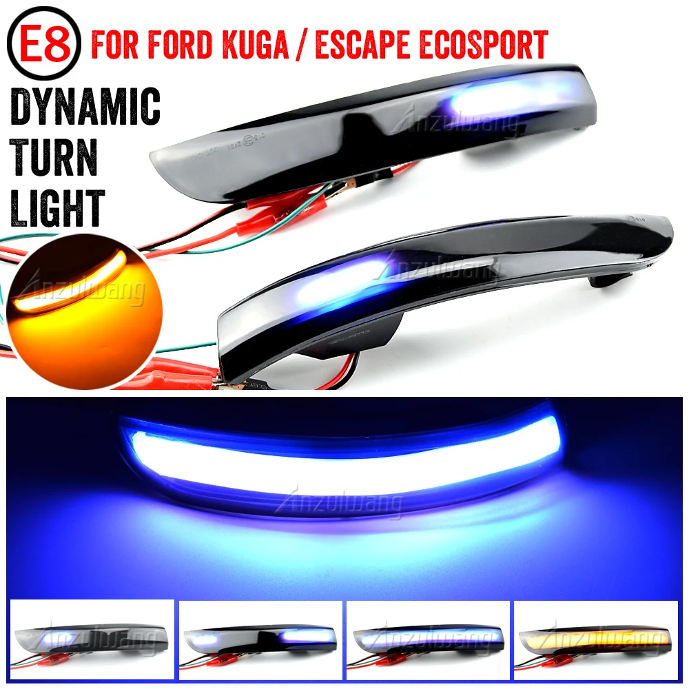 Rétroviseur latéral à LED dynamique, clignotant, indicateur lumineux, accessoires de voiture, Ford Escape Kuga II, Ecodehors 2013 - 2019