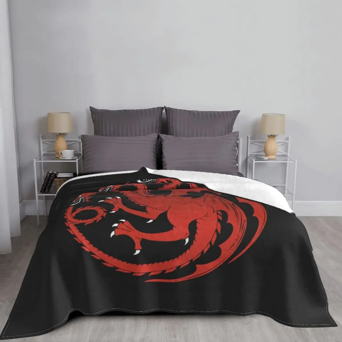 House Of The Dragon Decke, Samt, Textildekor, tragbar, superweich, Überwurfdecken für Zuhause, Büro, dünne Plüschdecke