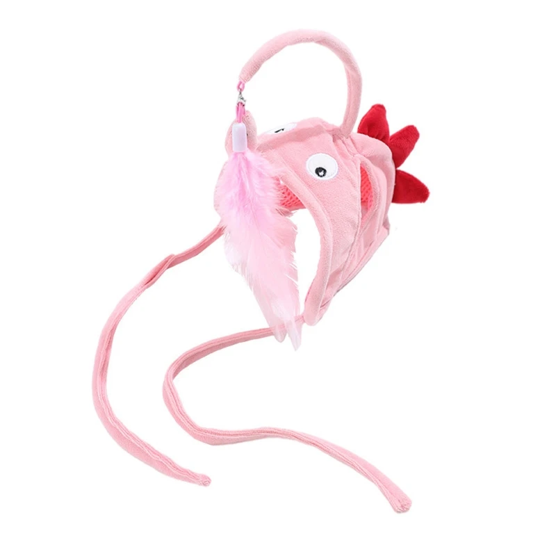 Soft  Hat Toy with Fringe  Tassel Toys Fishing Style Catnip Fish Shape A0KF