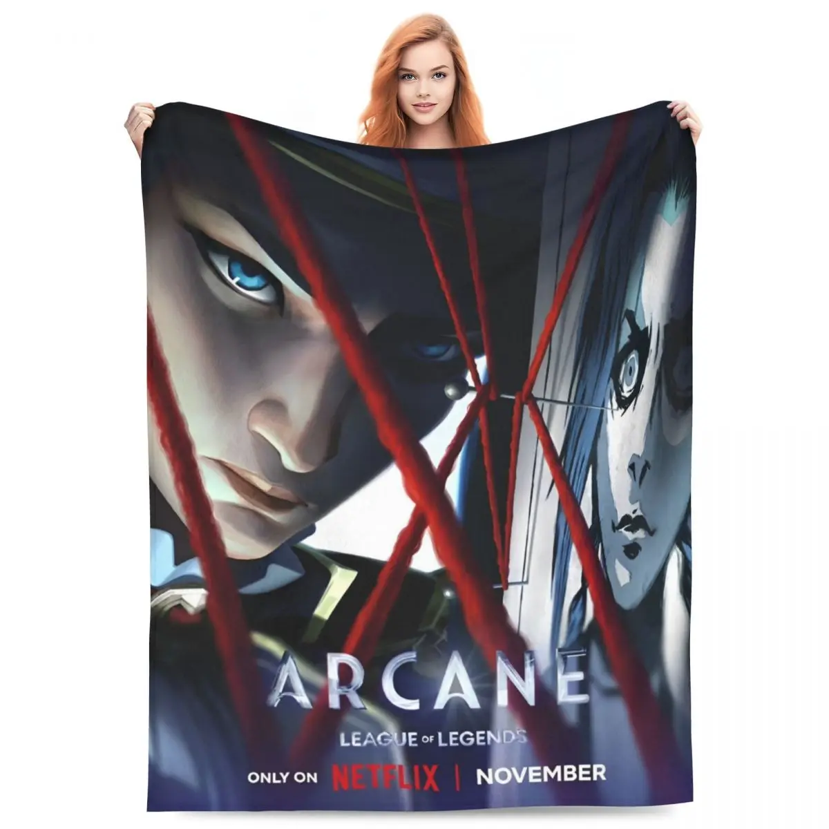 Warm Soft Blankets Decorative Arcane Caitlyn Game Throw Blanket Flannel Bedspread For Bedroom Graphic Sofa Bed Cover