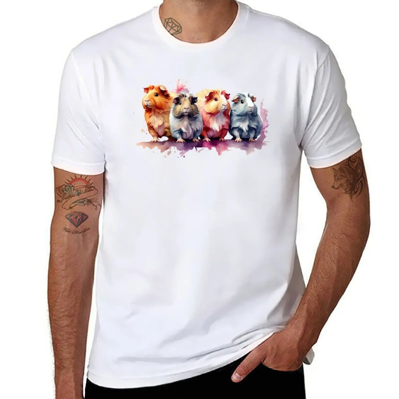 

Four guinea pigs as watercolor T-Shirt t shirts for man graphic vintage man t shirt summer T-Shirt