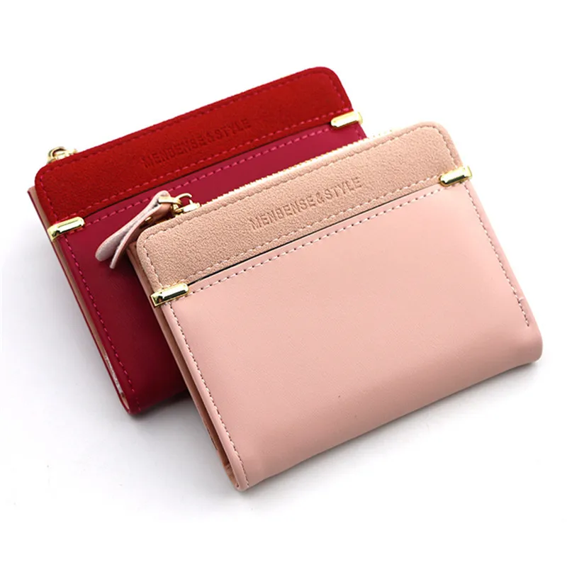 

PU Leather Women's Short Wallets Ladies Fashion Small Zipper Coin Purse Female Money Cash Clutch Bag ID Credit Card Holder