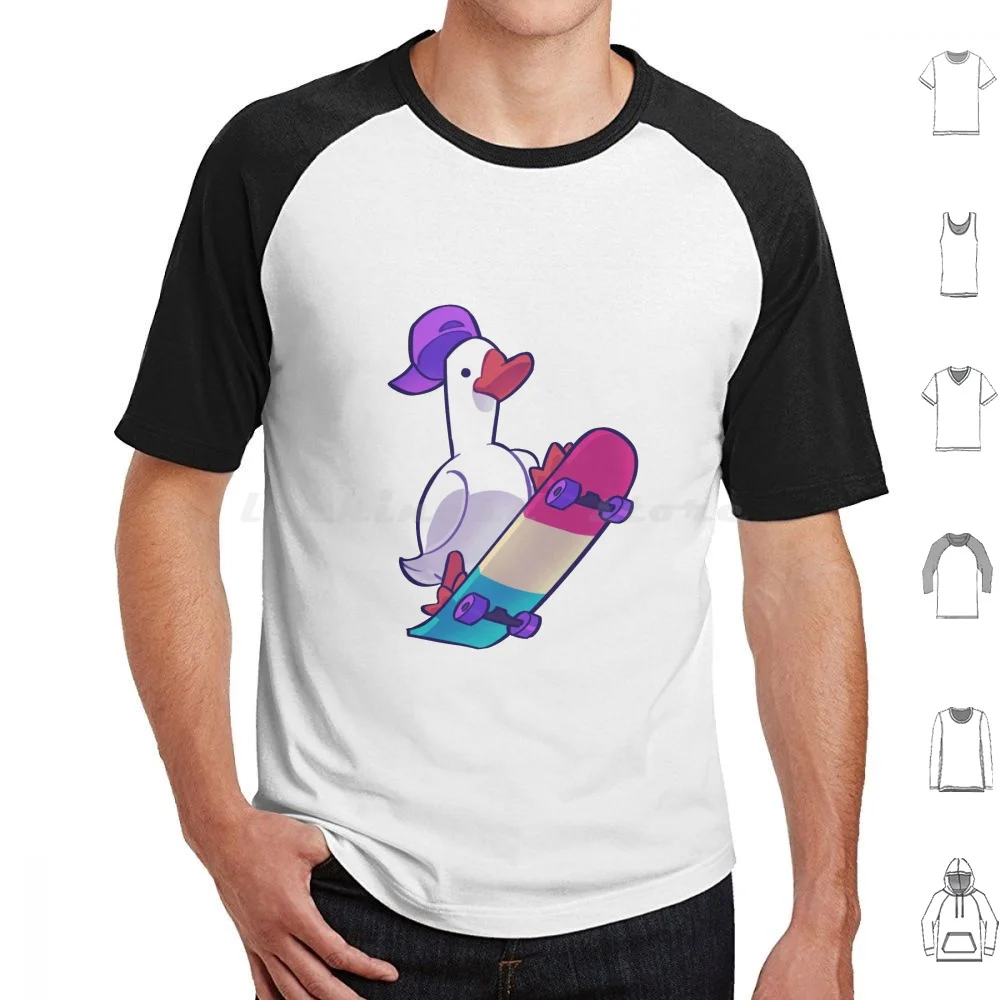 Skateboarding Goose T Shirt Big Size 100% Cotton Skate Skateboard Snowboard Snowboarding Cool Hat Duck Goose Geese Cute Animal