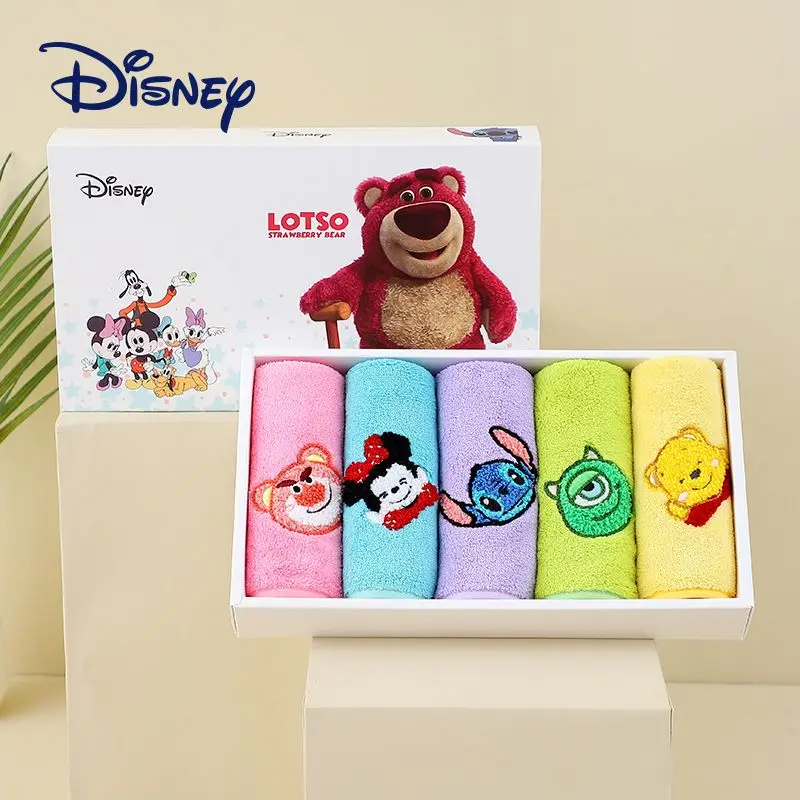 Disney Cartoon Towel Children's Comfortable Embroidered Wash Towel Anime Lotso Alien Stitch Cute Home Kitchen Square Hand Towel