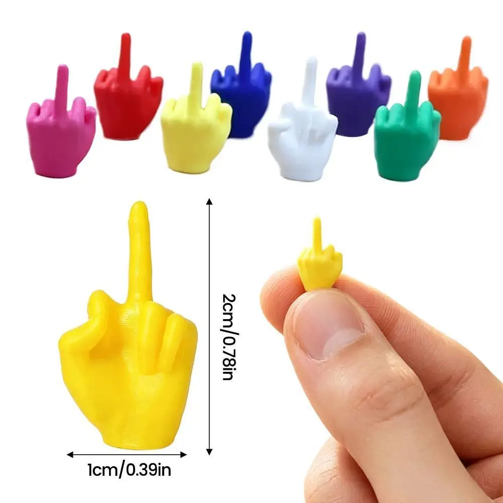 50/100pc 3D Printed Middle Finger Figurine,Mini Colorful Hand Statue Funny Desktop Ornament,Novelty Party Favor Prank Gift Decor