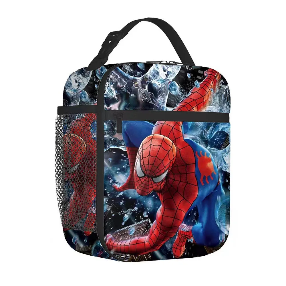 صندوق غداء مطرز برسوم كرتونية للرجل العنكبوت للرجال والنساء ، مبرد حراري محمول ، رحلات مدرسية ، حاوية طعام ، حقائب حمل #4