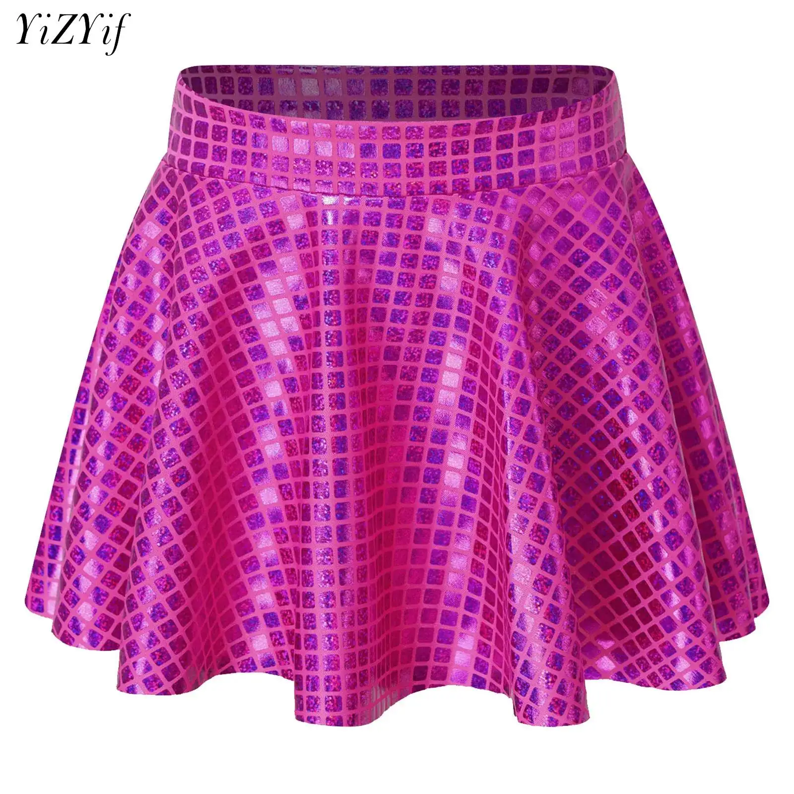 

Women Shiny Sequins Skirt Cheerleading Dance Elastic Waist Ruffle Skirts for Carnival Festive Musical Show Stage Performance