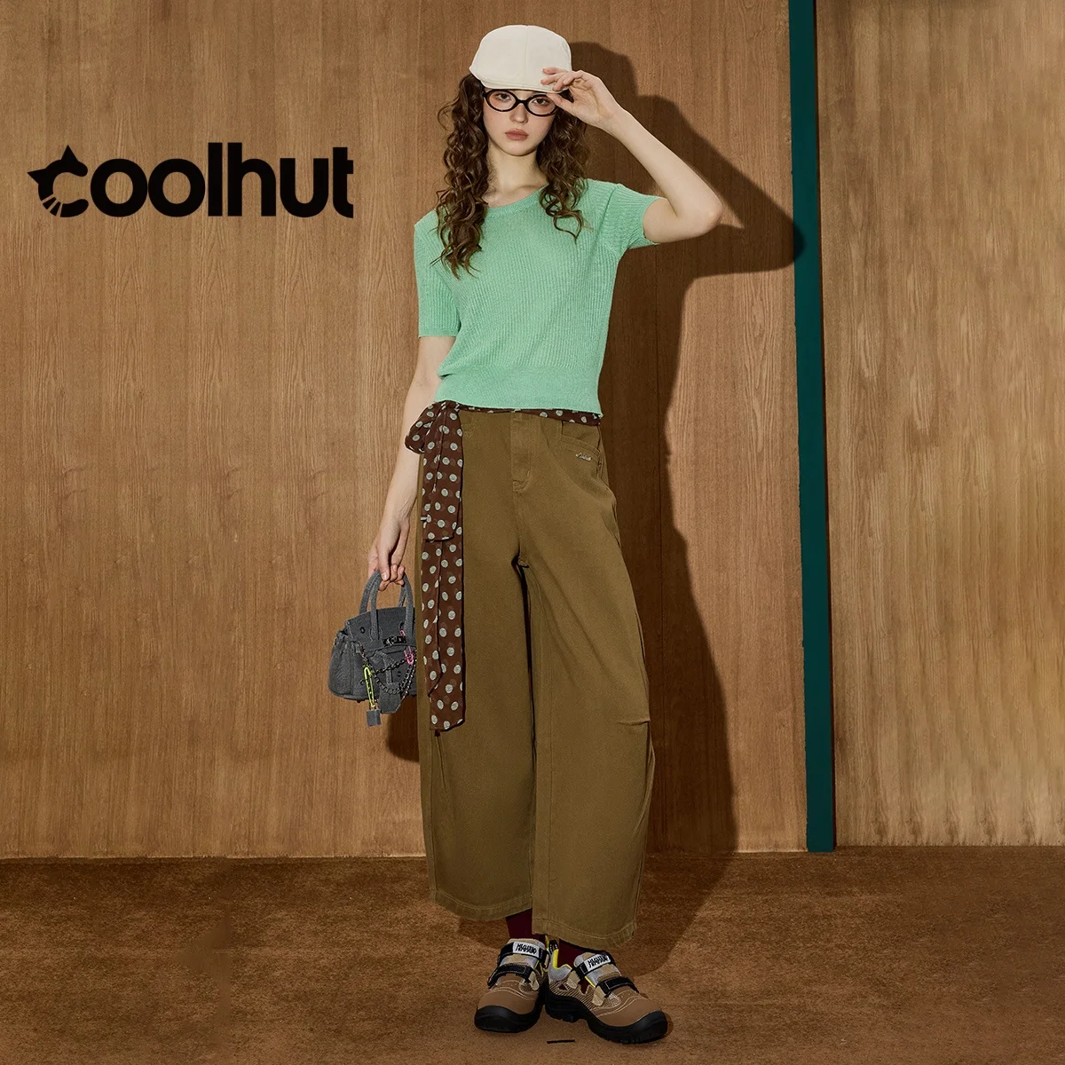 COOLHUT, pantalones vaqueros de pierna ancha con cintura elástica Vintage 2025 para mujer, pantalones vaqueros recortados de corte relajado de Color sólido, pantalones vaqueros informales de otoño Y2K para mujer