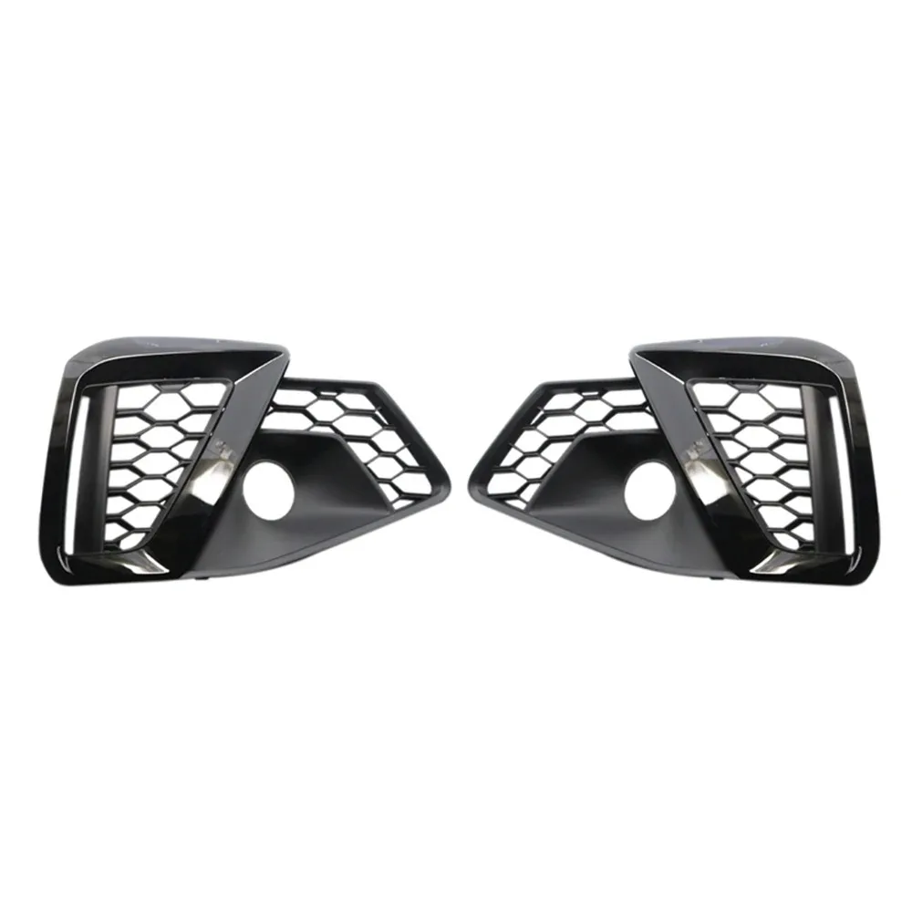 Gloss Black Front Bumper Fog Light Grille Cover For Audi S4 A4 A4L S-Line 2020 2021 2022 8WD807681M 8WD807682M Front Light Cover