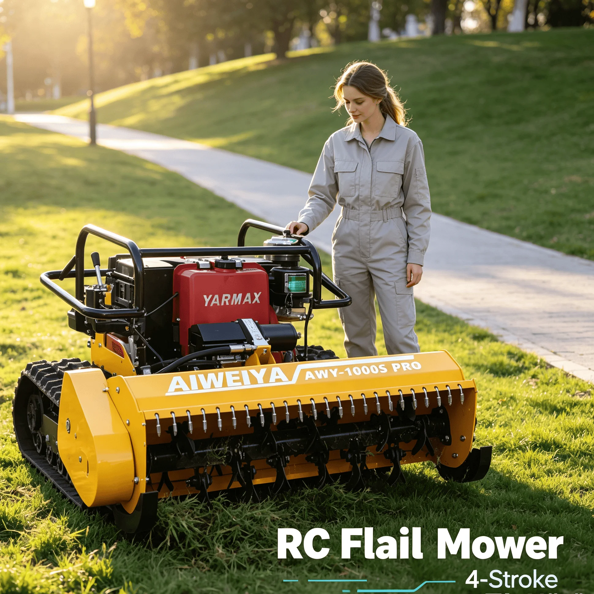 Customized Agricultural Fruit Orchard remote-controlled Flail Robot Lawn Mower, Full Grass Crushing While Cutting Operation