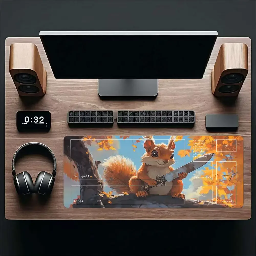 Kawaii  Cute Squirrel Mouse pad Fantasy-themed for MTG TCG gamming playmat game play mat Duel pads Beginner Card Battles DIY