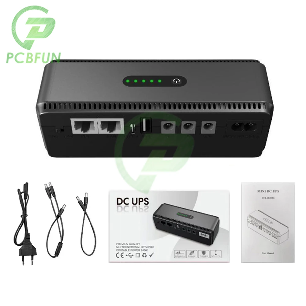 

DC UPS Battery Backup 10400mAh 5V 9V 12V 2A 15V 24V 1A 2A Output Uninterruptible Power Supply 85‑265V UPS Battery Backup EU Plug