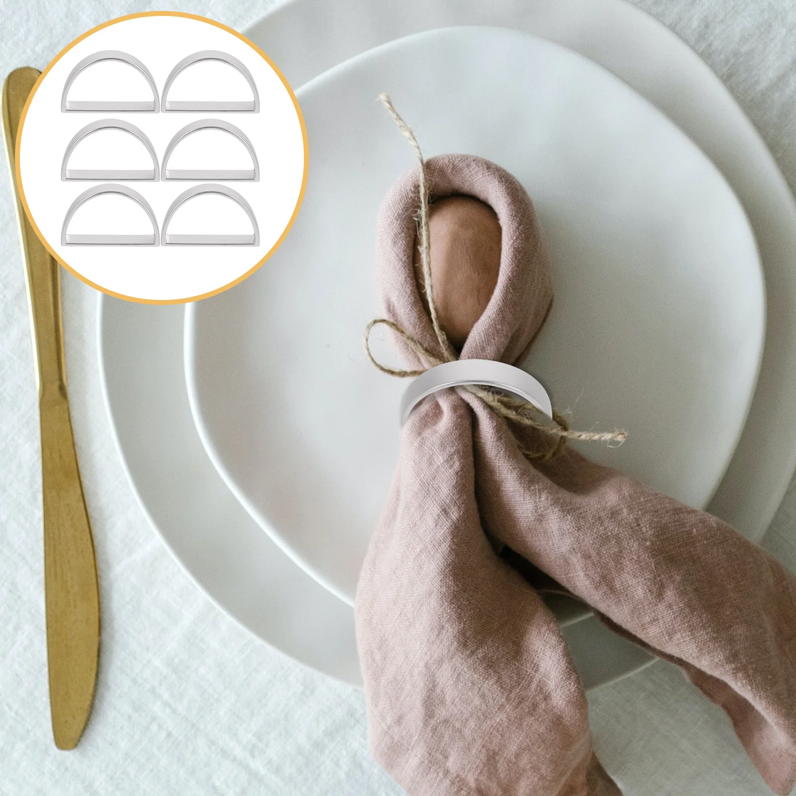 

6Pcs Metal Napkin Rings Zinc Alloy Elegant Napkin Holder Buckles for Wedding Party Table Banquet Dining Hotel Rings for Napkins