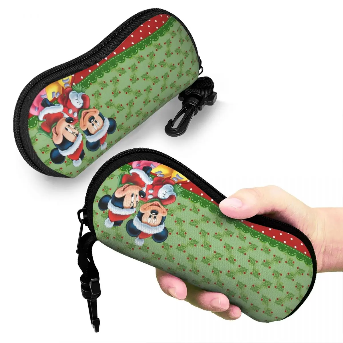 Cartoon Minnie Mickey Mouse Glasses Case Fashion Zipper Merry Christmas Glasses Storage Box Office Eyeglasses Box