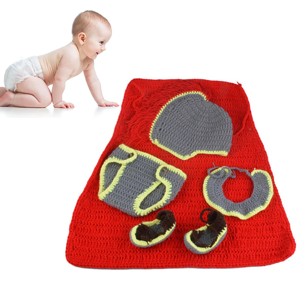 

4 шт., реквизит для фотосъемки новорожденных, милые вязаные наряды унисекс для фотографий, шапка, брюки, обувь, костюм с кроличьими ушками