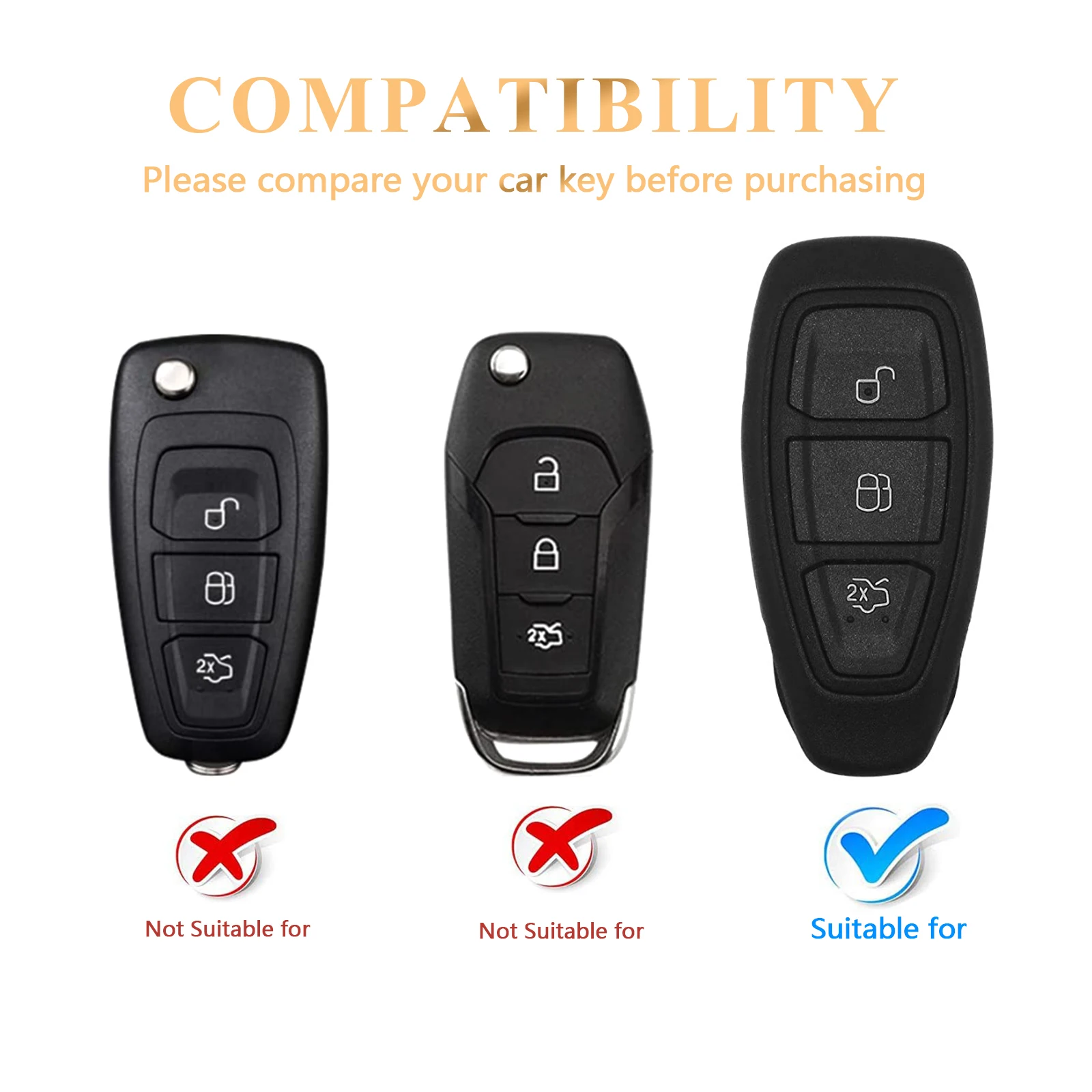 3 Buttons Car Key Case For Ford C-Max Mondeo Kuga Fiesta Titanium Ford Focus 3 4 ST MK3 MK4 Key Fob Cover Case Bag