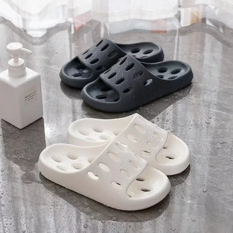 Bath Slippers Women Shoes Home Hollow Non-slip Wear-resistant Lightweight Slippers Comfortable Slippers Men Shoes