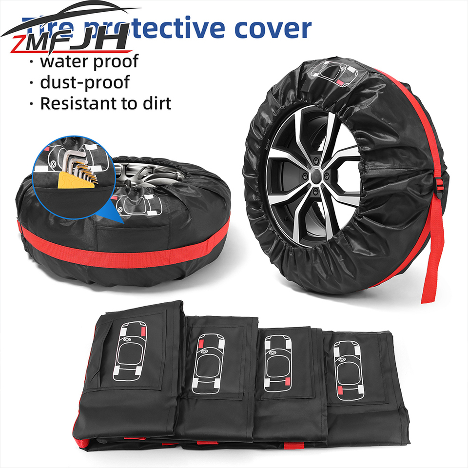  1PC、4PCS Car Spare Tire Cover Wheel Covers Storage Bags Vehicle Accessories Polyester Car Tyre Wheel Protector Dustproof Cover 