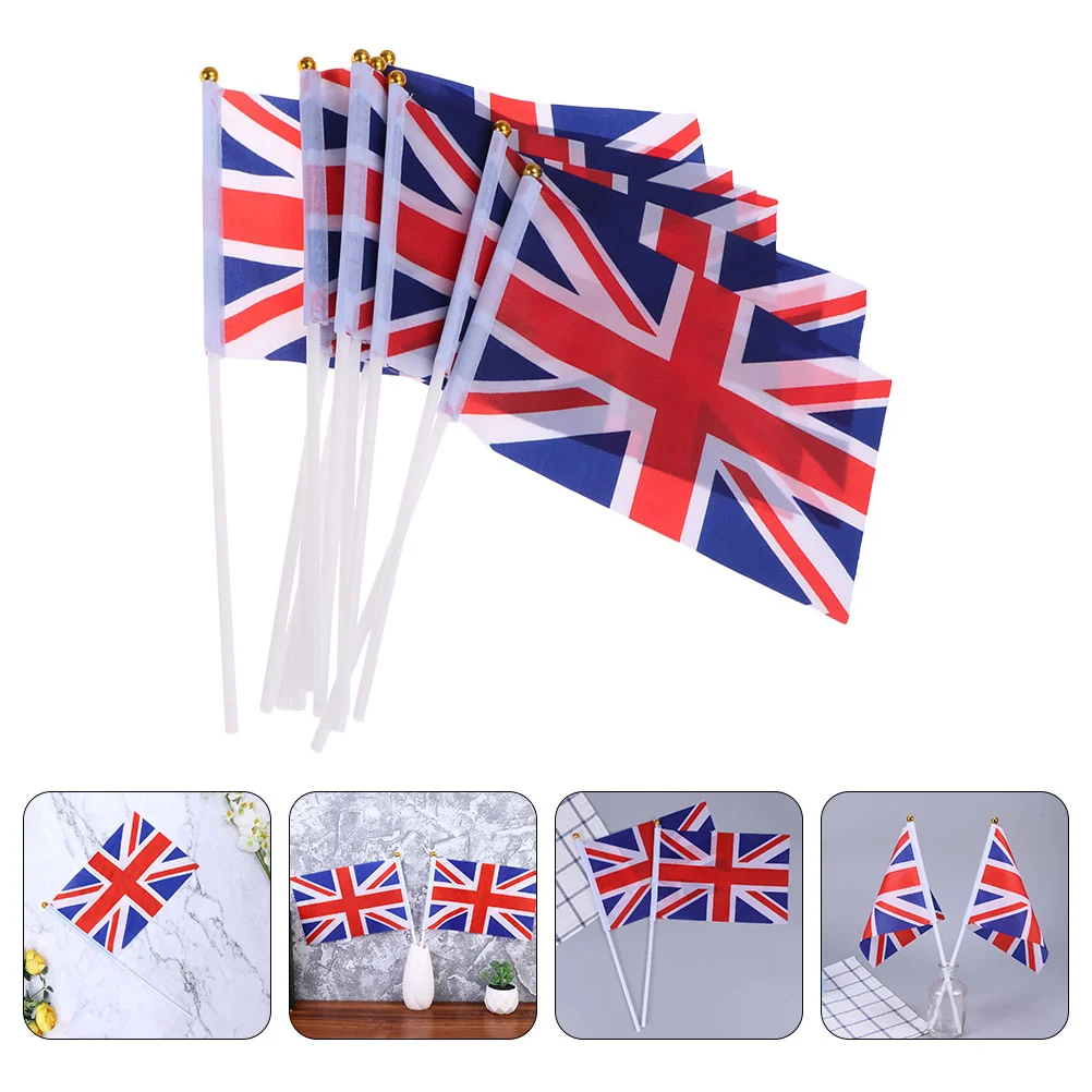 Mini Uk Flag Great Britain Waving Football Accessories Polyester Flags Stick Handheld