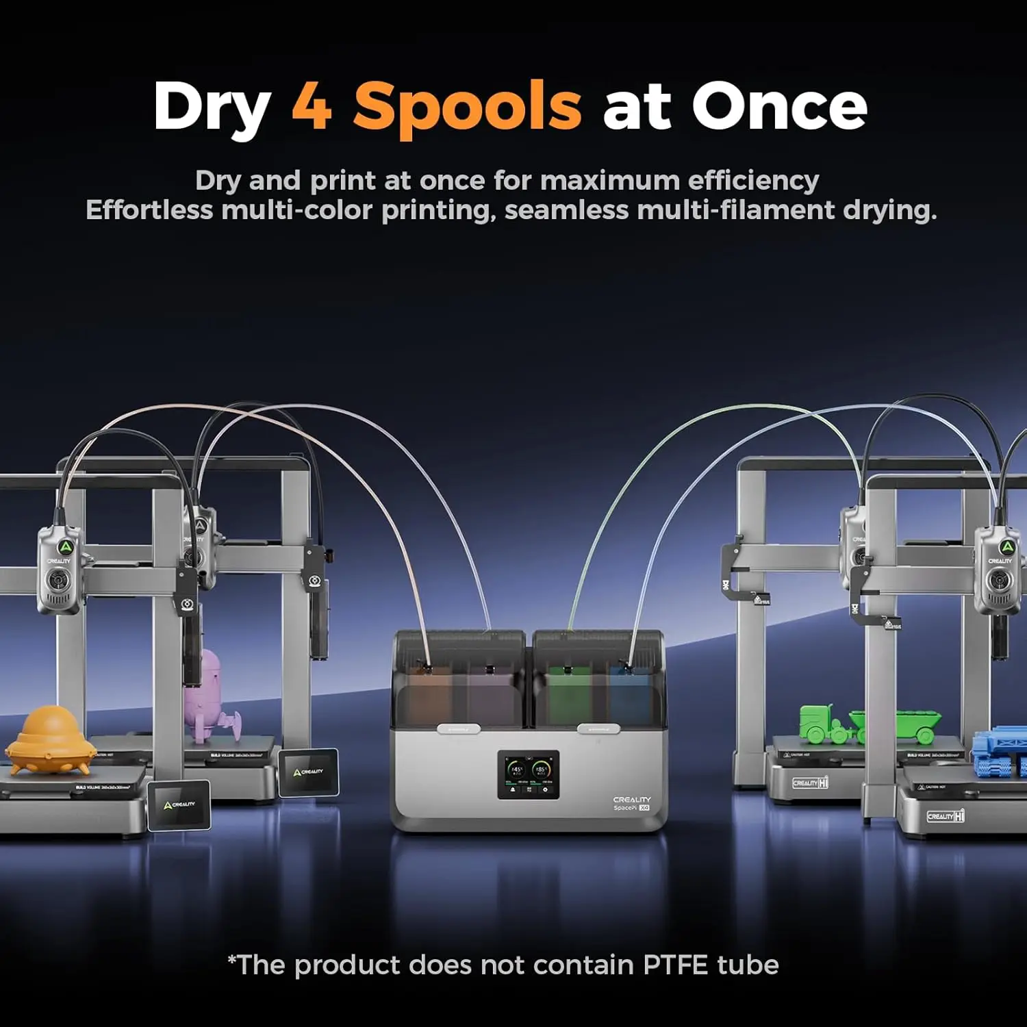 مجفف خيوط كرياليتي 4 بكرات صندوق تخزين خيوط سبيس بي X4 85 ℃   أقصى درجة حرارة غرف تسخين مستقلة مزدوجة