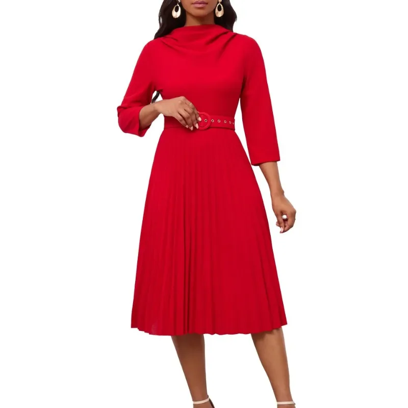

Elegant African Dresses for Women Autumn Long Sleeve O-neck Red Green Yellow Party Evening Midi Dress Dashiki African Clothing