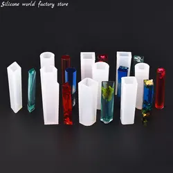 Silicone World DIY Keychain Pendant Necklace Silicone Mold Epoxy Resin Mold Crystal Shape Long Pendant Jewelry Making Mould