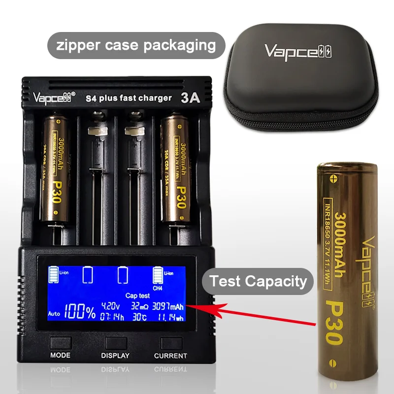 Long Cycle Life Lithium Battery Original Vapcell P30 INR 18650 3000mah 20A/35A 3.7V Battery For Flashlights Similar As HG2/VTC6