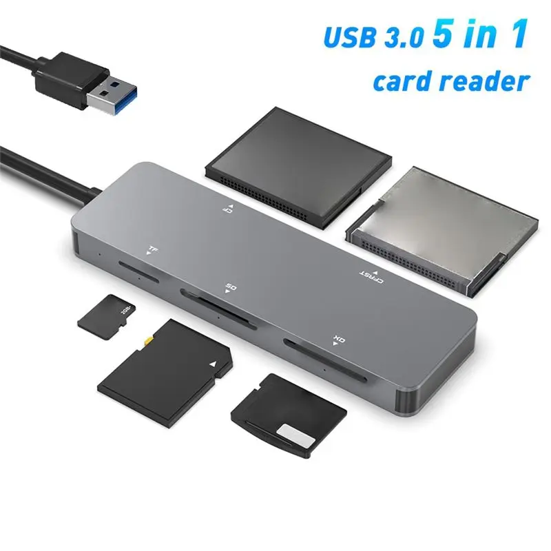 2026 جديد + USB 3.0 قارئ بطاقات متعدد الوظائف CFast // XD/SD/TF قارئ بطاقات 5 في 1 قارئ بطاقات USB 5Gbps لملحقات الكمبيوتر المحمول #3
