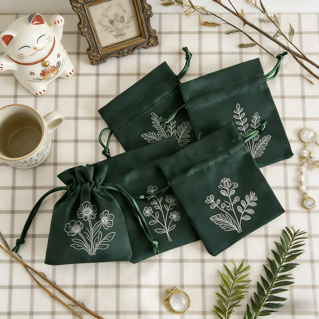 5Pcs Premium Flannel Drawstring Pouches Gift Bags for Jewelry Storage Necklaces Pendants Earrings Dainty Bracelets Daily Use