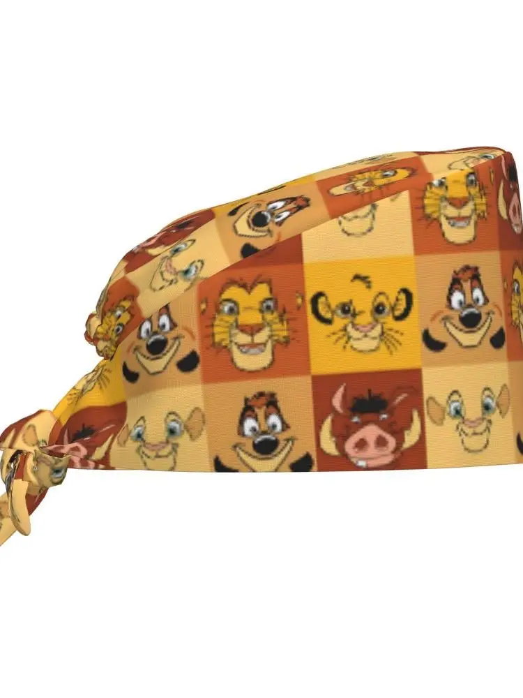 Chapeau de gommage respirant personnalisé le roi Lion, casquettes de gommage chirurgical, casquette médicale d'infirmière, chapeau de travail de dessins animés pour pharmacie d'hôpital