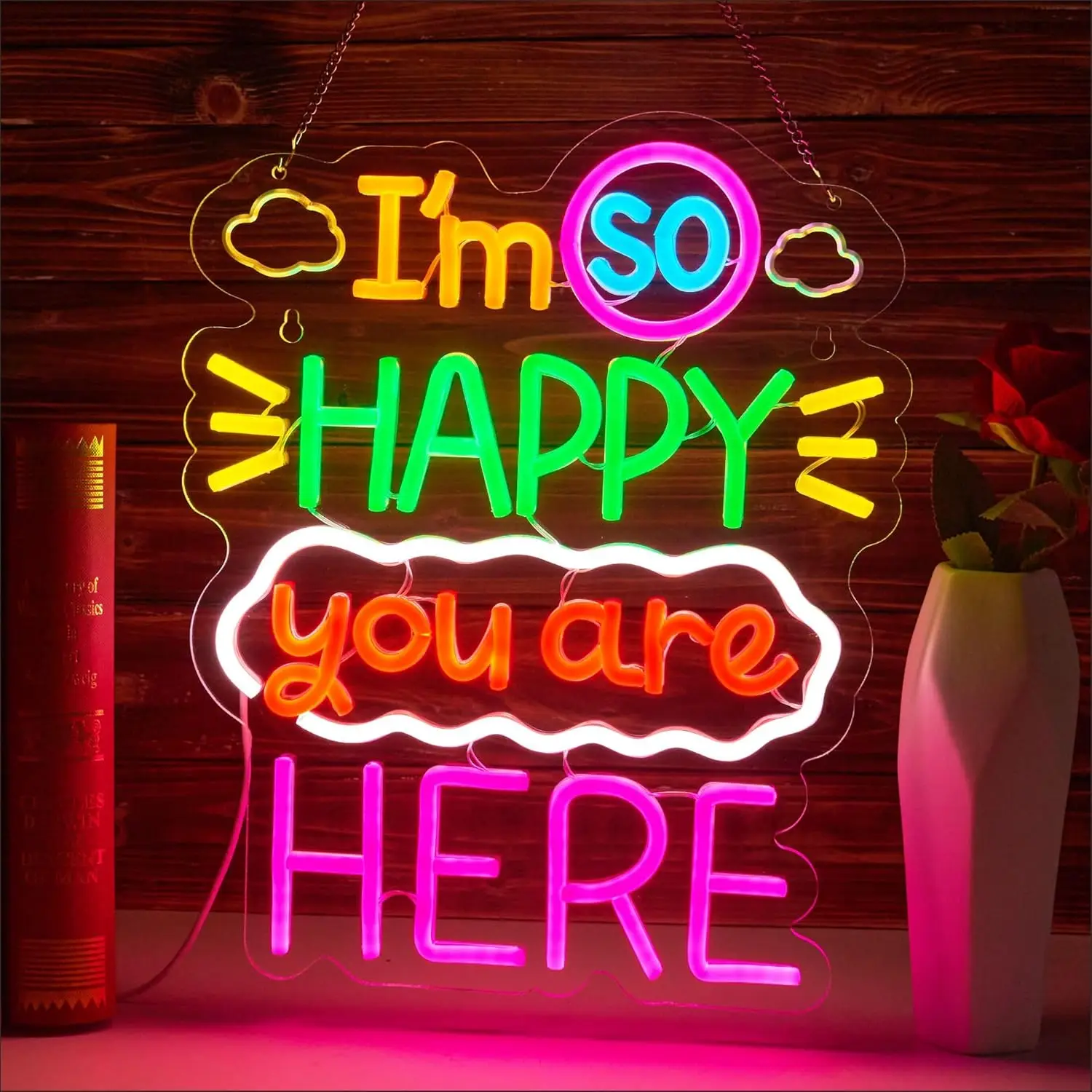 

I'm So Happy You're Here Neon Sign Art Wall Light USB LED Neon Light for Bar Beauty Salon Bedroom Decoration Gift Welcome Signs