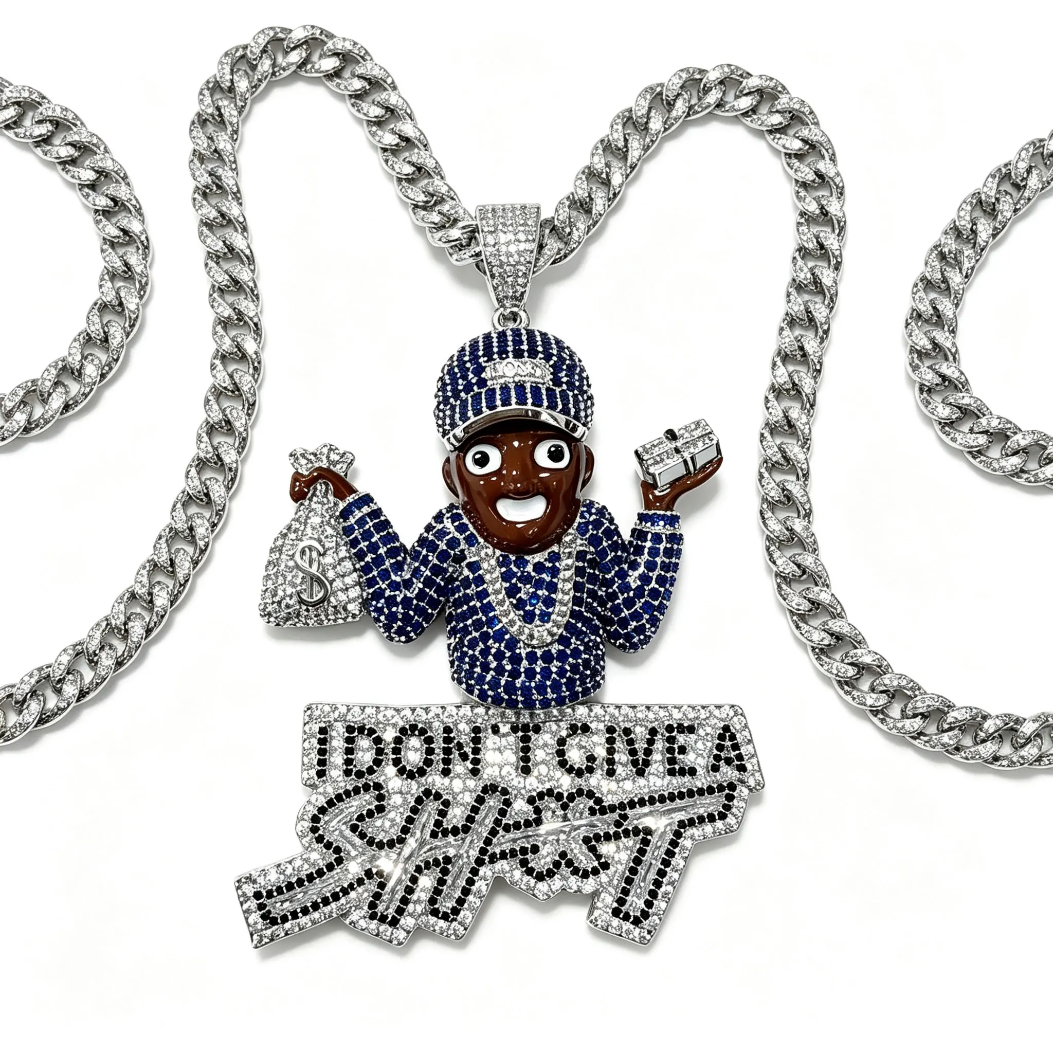 Ice Crystal Light Luxury Multi Color Letter Combination 3D Portrait Pendant Hip Hop Boutique Jewelry Male and Female Rap Singer Streetwear Can Be Paired with Cuban Chain Unique Gifts Commemorative Gifts