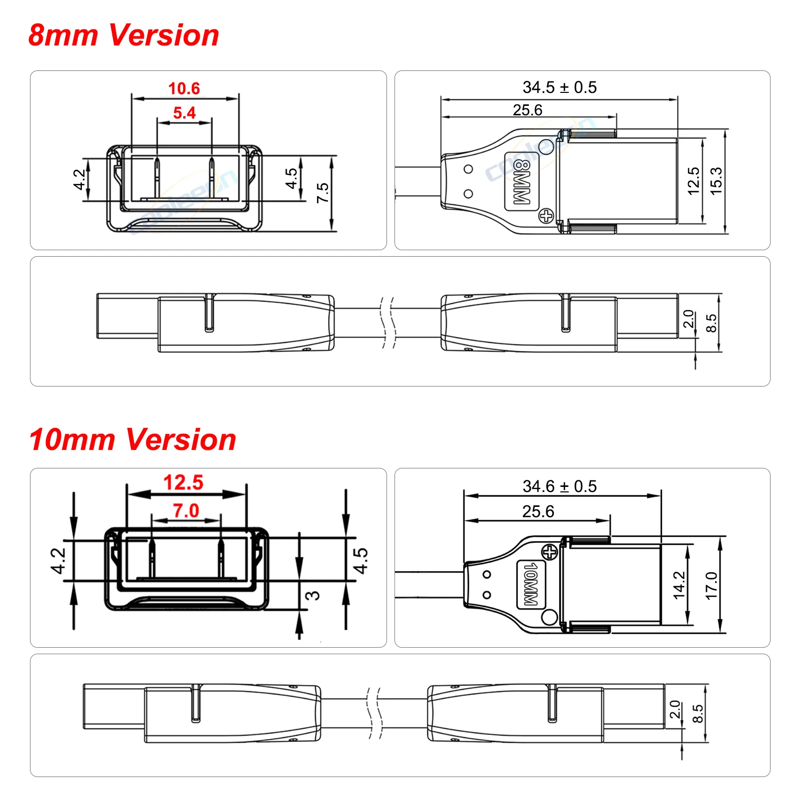 IP68 Waterproof COB LED Strip Connector L Corner Connectors for 8mm/10mm Width PCB Single Color Strip
