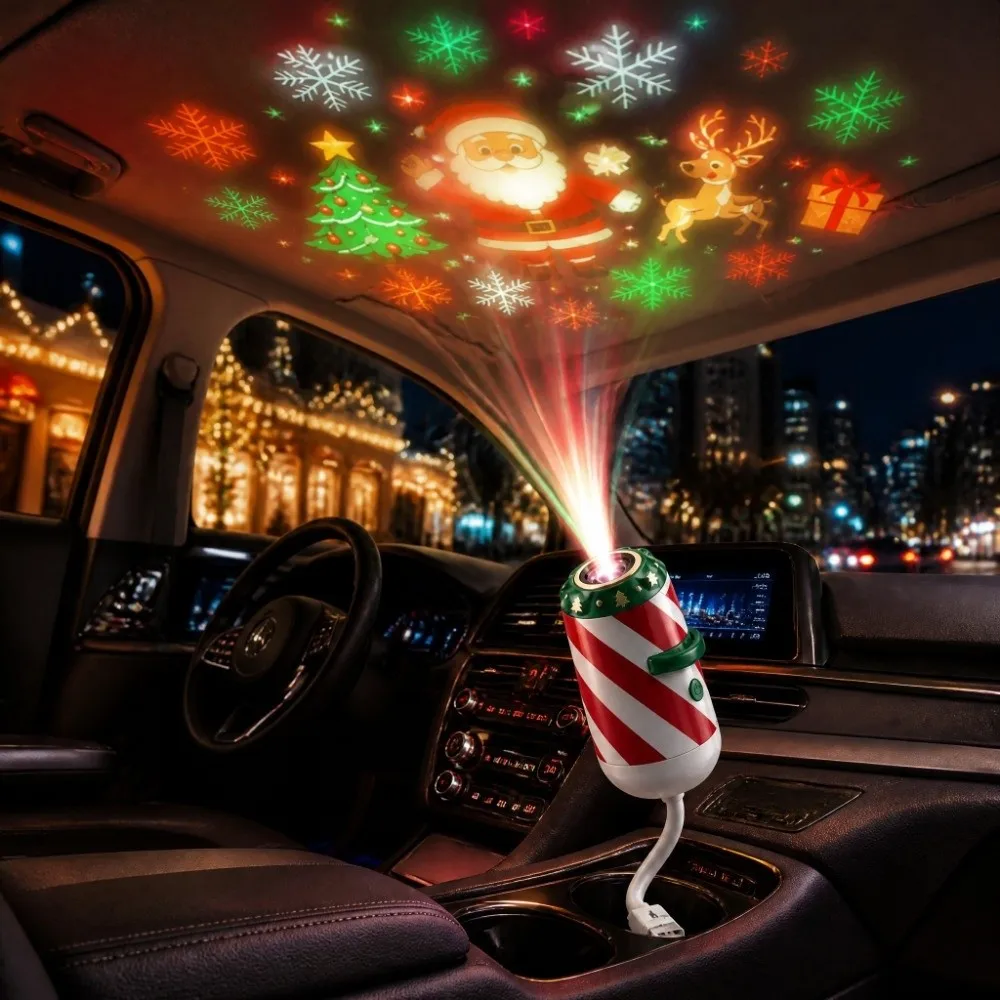 Clear Holiday Themed Beams Christmas Car Projector Light Easy Operation Charming Holiday Patterns Christmas Projector Lamp