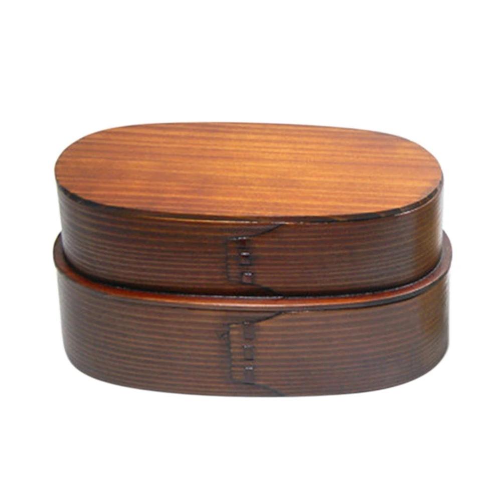 

ABLU-Double Layers Wood Lunch Box Japanese Portable Bento Boxes Food Container With Compartment Picnic Wooden Case