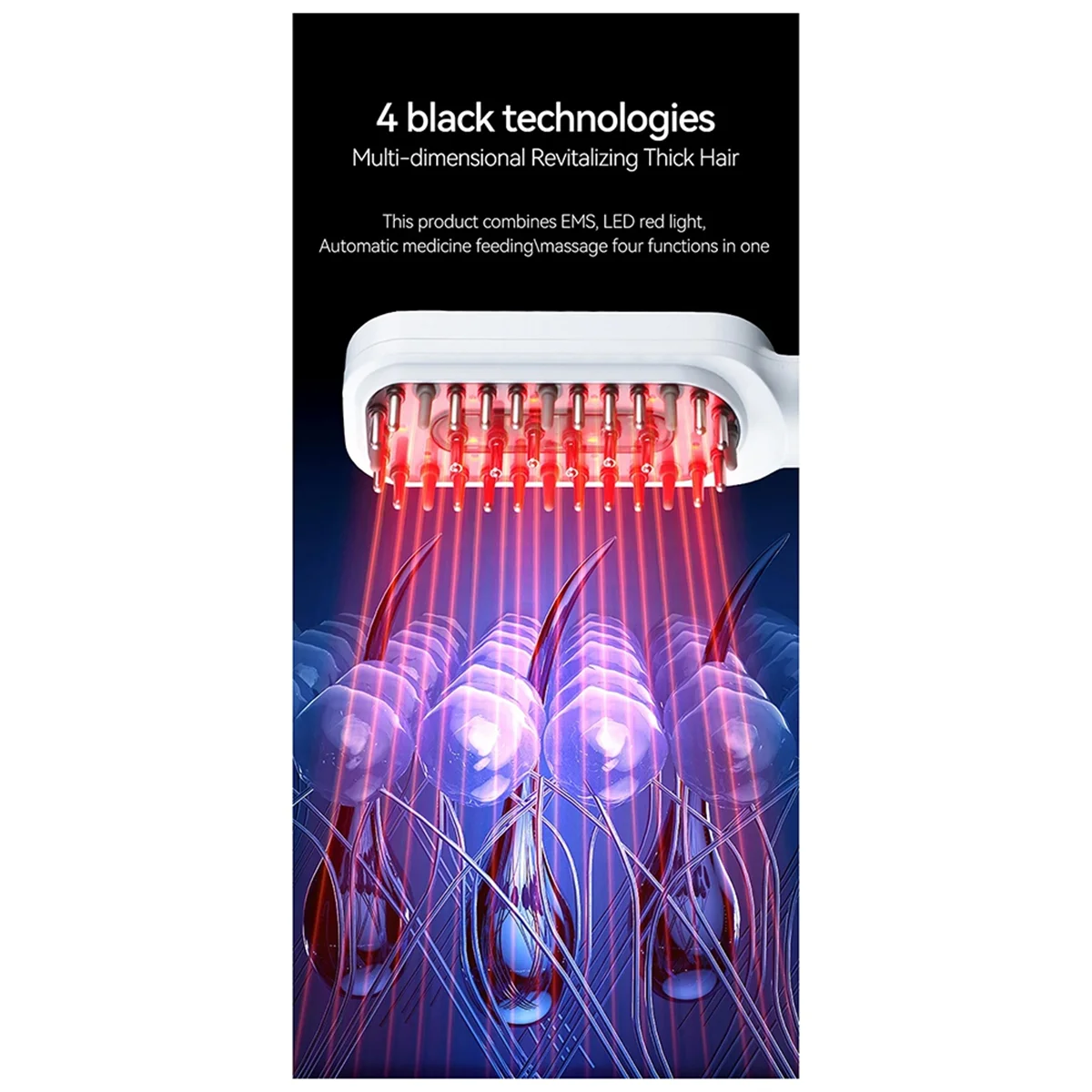 Hair Growth Comb Multifunctional EMS RF Hair Care Comb Red Light Therapy Hair Growth Medicinal Combs for Women and Men