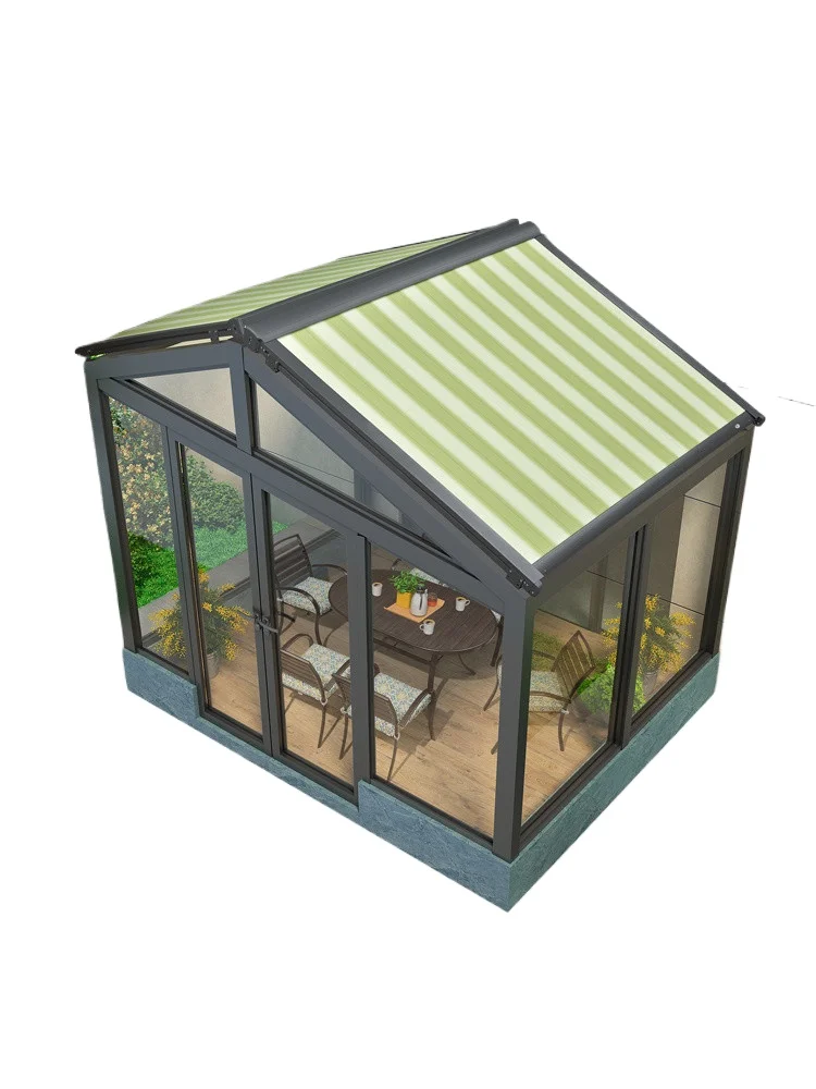 

Outdoor electric canopy aluminum alloy awning sun room glass room heat insulation sun protection telescopic awning