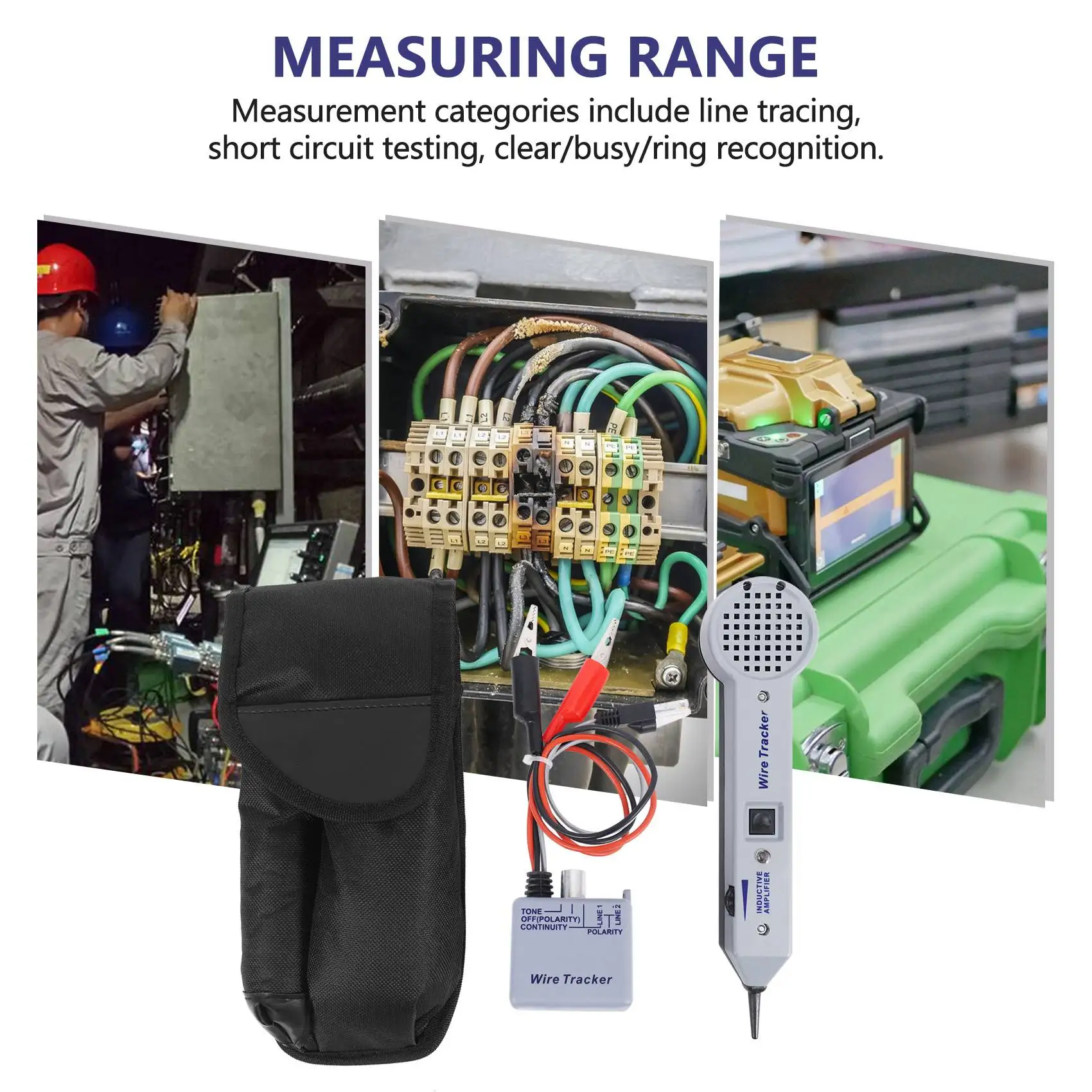 ABKM Wire Tracer Circuit Tester 200EP Generatore di toni per cavi ad alta precisione Amplificatore induttivo e kit sonda con regolazione