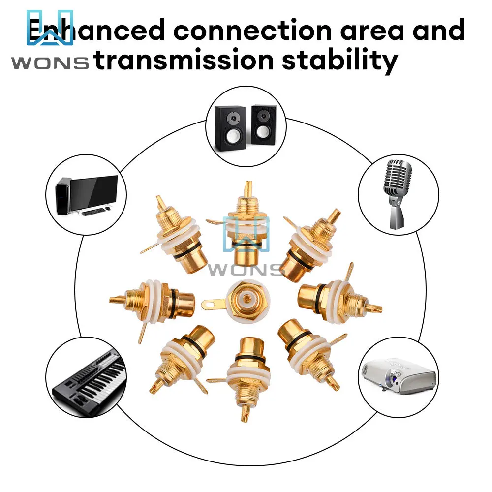 RCA Plug Female Jacks Socket Connector Chassis Amplifier Terminal Nickel Plated Gold Plated Lotus Head Welding Adapter