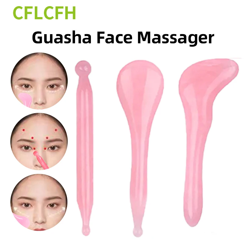 Face Gua Sha massaggiatore raschiante resina Jade Stone Guasha Tool Acupoint Massage Board lifting facciale cura del corpo Beauty Visage Stick