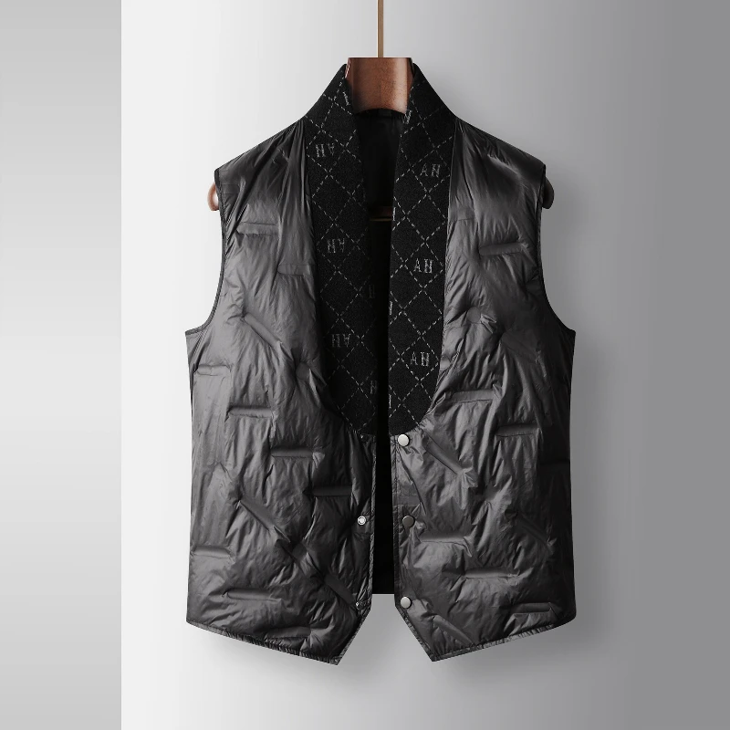 

Осень-зима 2025, мужской жилет, толстый жилет без рукавов с v-образным вырезом и пуговицами, пальто, хлопковое теплое однотонное облегающее пальто, верхняя одежда