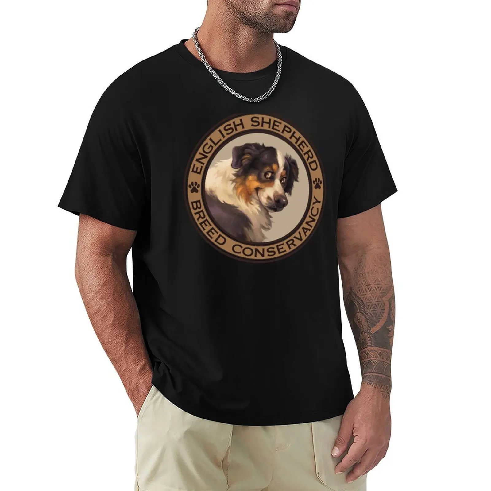 

English Shepherd Breed Conservancy Tan Circle- Black Tri T-Shirt anime figures summer top mens t shirts top quality